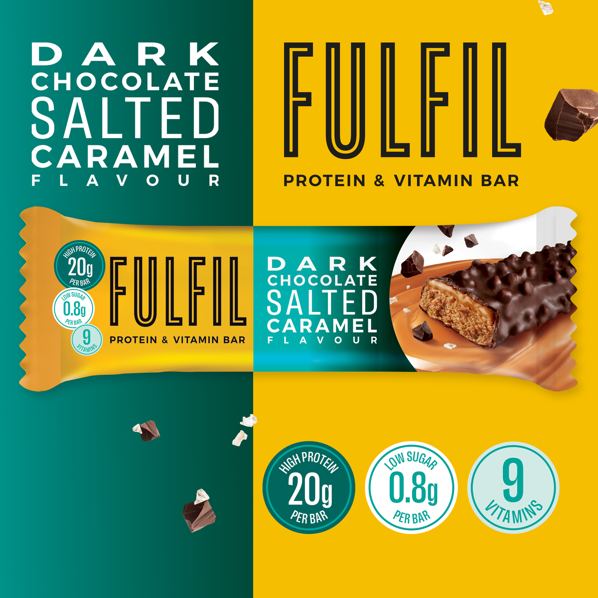 Dark Chocolate Salted Caramel Protein & Vitamin Bar 15x55g