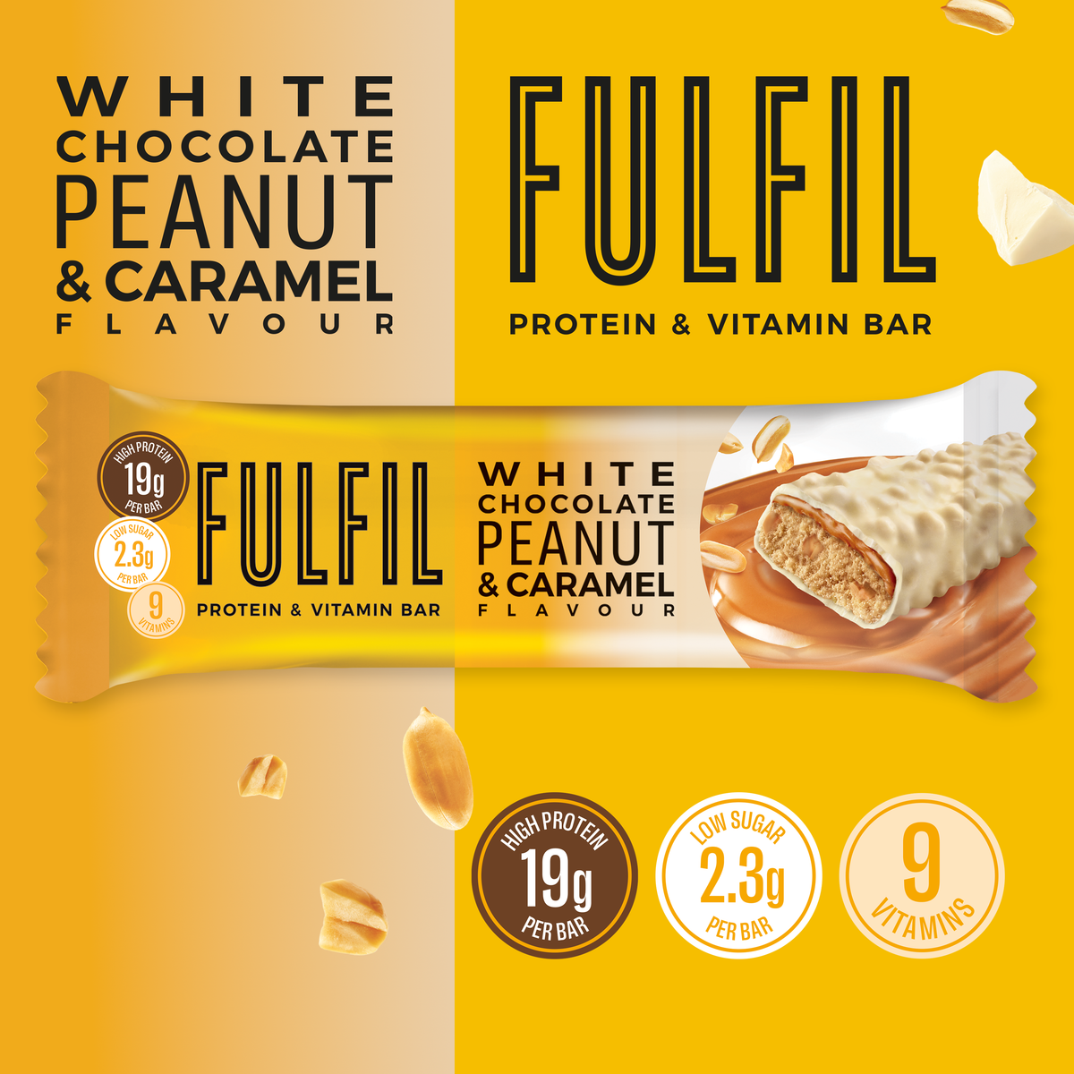 White Chocolate Peanut and Caramel Protein & Vitamin Bar 15x55g