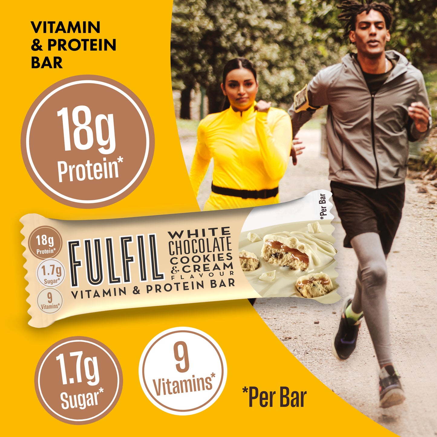 White Chocolate Cookies & Cream Vitamin &  Protein Bar – 15x55g