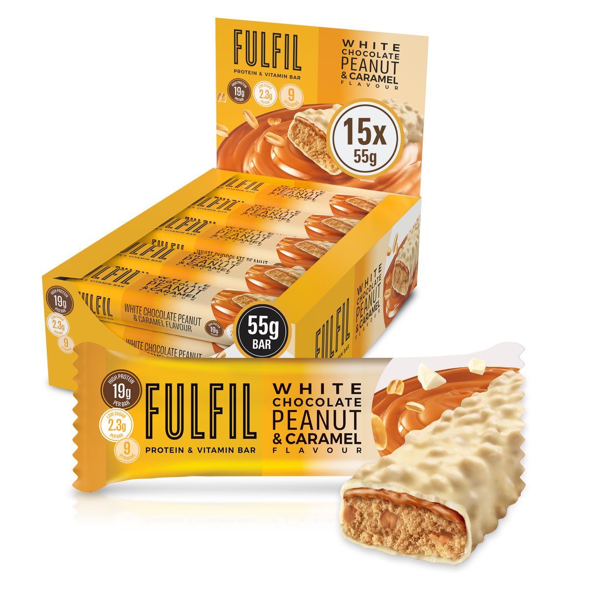 White Chocolate Peanut and Caramel Protein & Vitamin Bar 15x55g