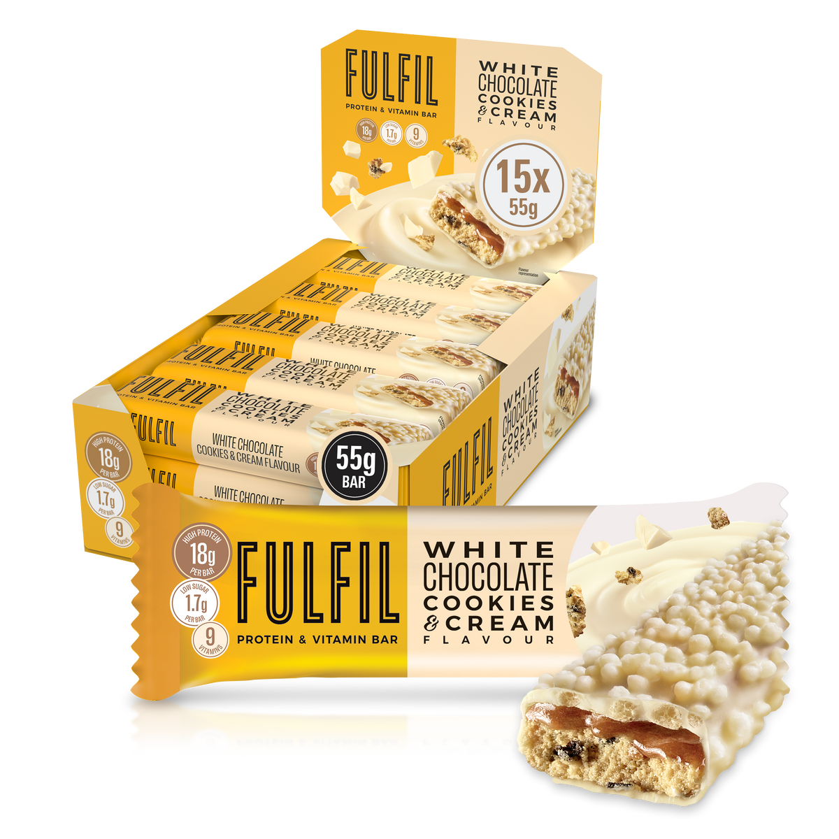 White Chocolate Cookies & Cream Protein & Vitamin Bar 15x55g