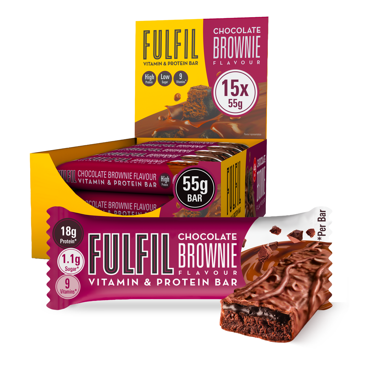Chocolate Brownie Vitamin & Protein Bar – 15x55g