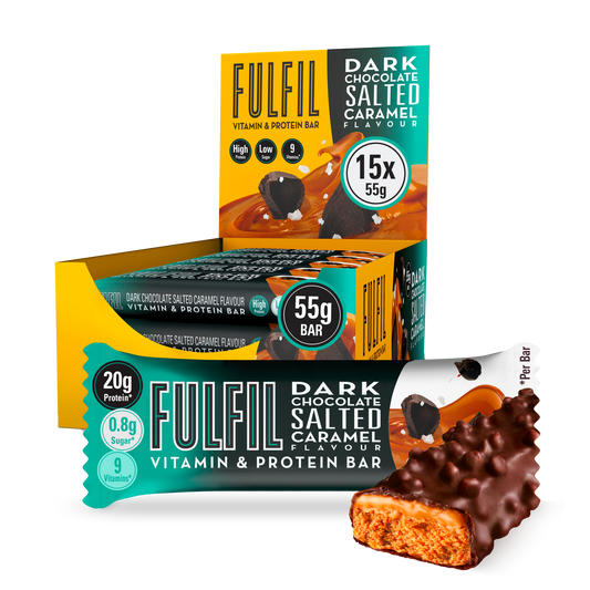 Dark Chocolate Salted Caramel Vitamin & Protein Bar – 15x55g