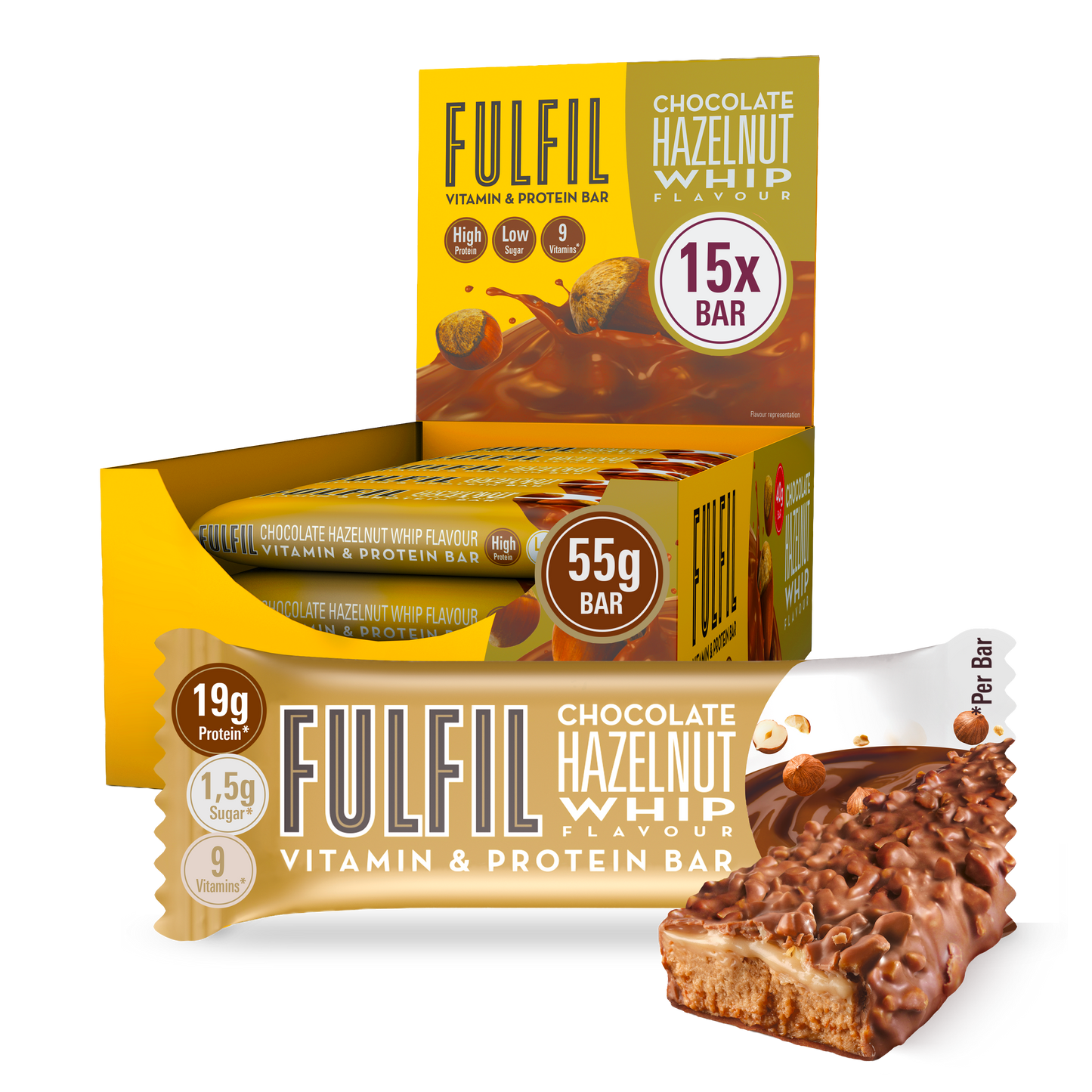Chocolate Hazelnut Whip Vitamin &  Protein Bar – 15x55g