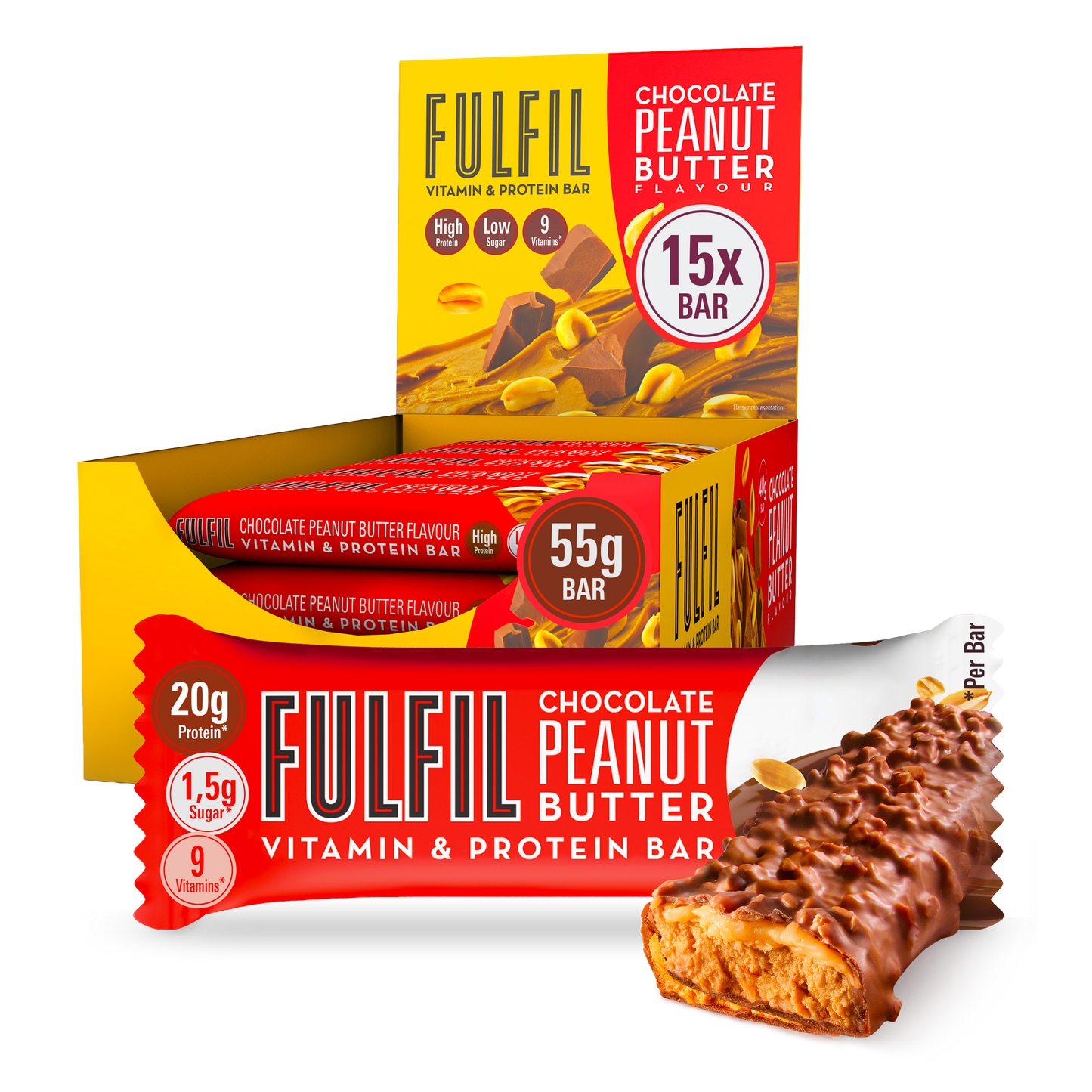 Chocolate Peanut Butter Vitamin & Protein Bar – 15x55g